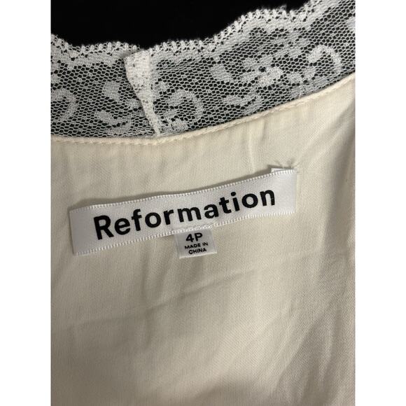 Reformation Cream Baby Doll Blouse Lace Detail 4P - Picture 4 of 6